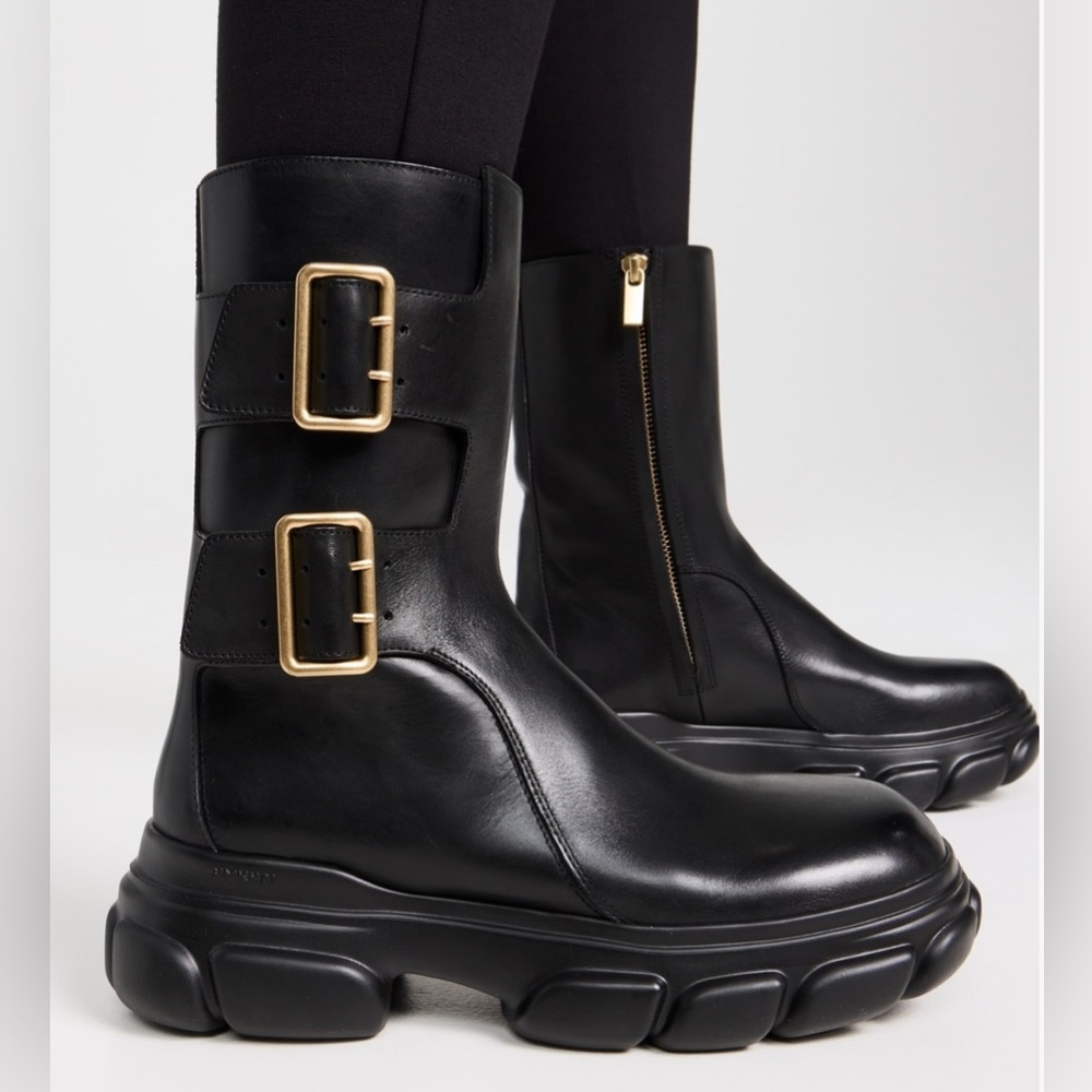 Simkhai SID Buckle  Black Lesther Lug Sole Biker Boots EU 39 $798 New